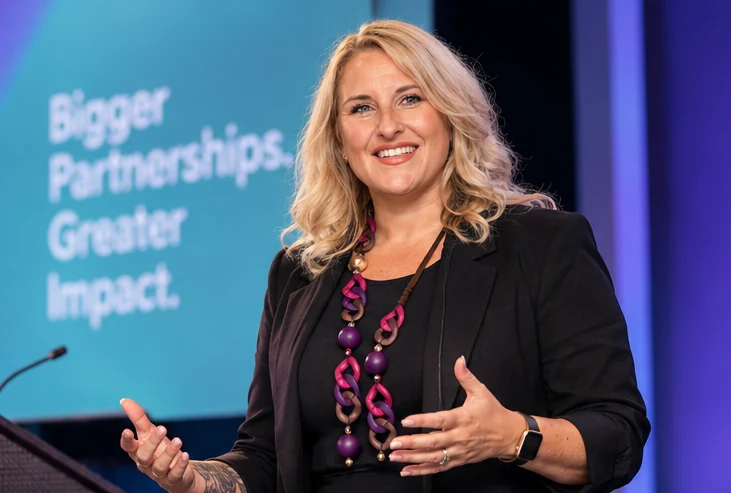 Victoria Smith speaking at an event